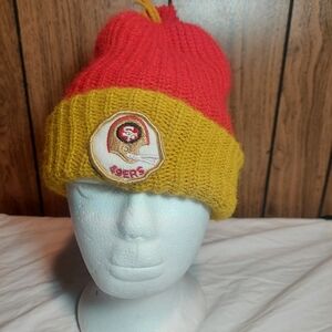 San Francisco 49ers Beanie Hat Cap Pom Pom Vintage 70s 80s One Size